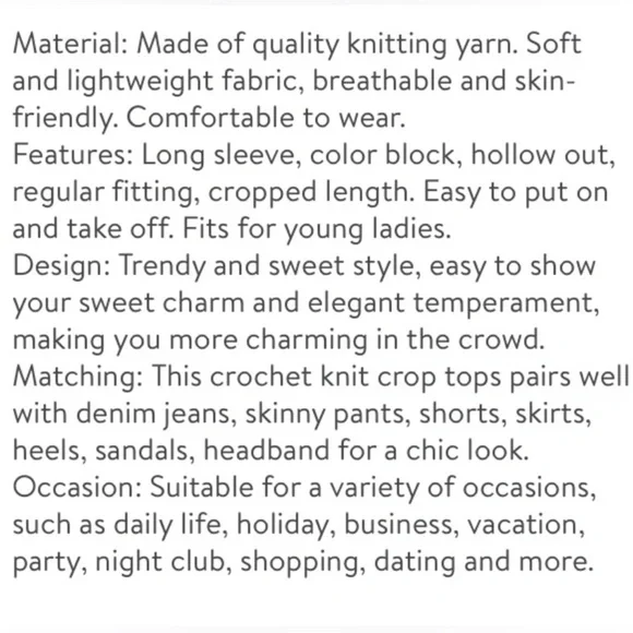 Knit Crop Top Emilyn Crochet Square Neck sweater - Picture 5 of 11